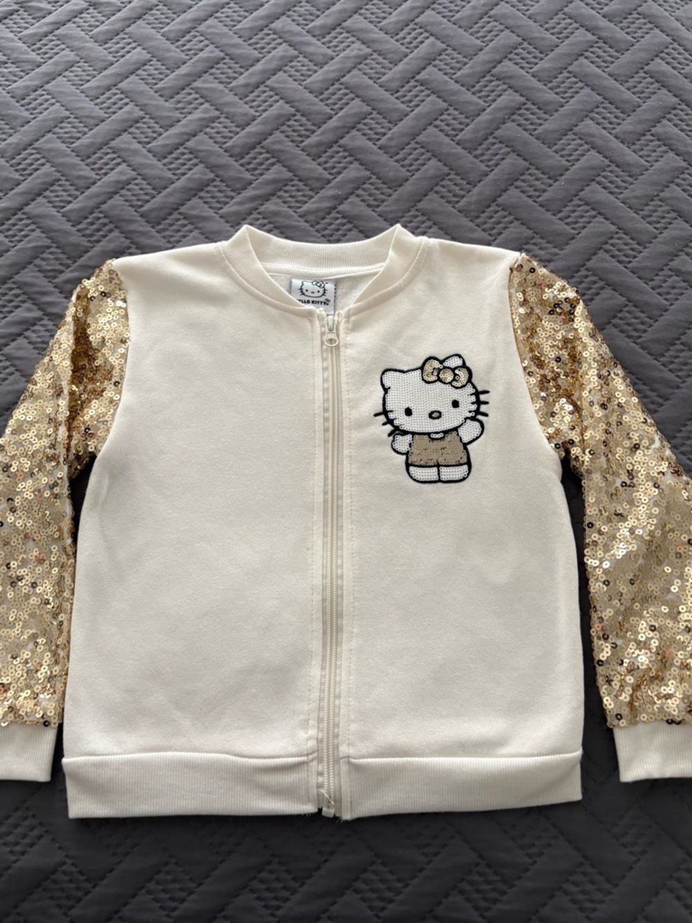 Hello Kitty Cream Jacket with Gold Sequin Sleeves - Preused